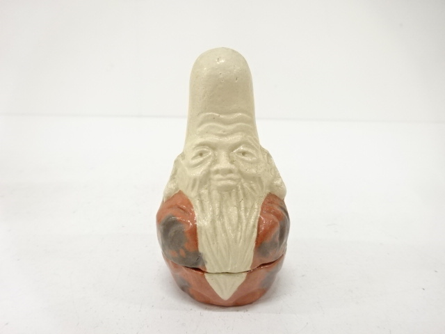  楽焼　伊東桂楽造　寿老人　香合